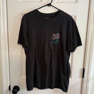 RVCA Dark Gray Short Sleeve Tee with Logo Graphic